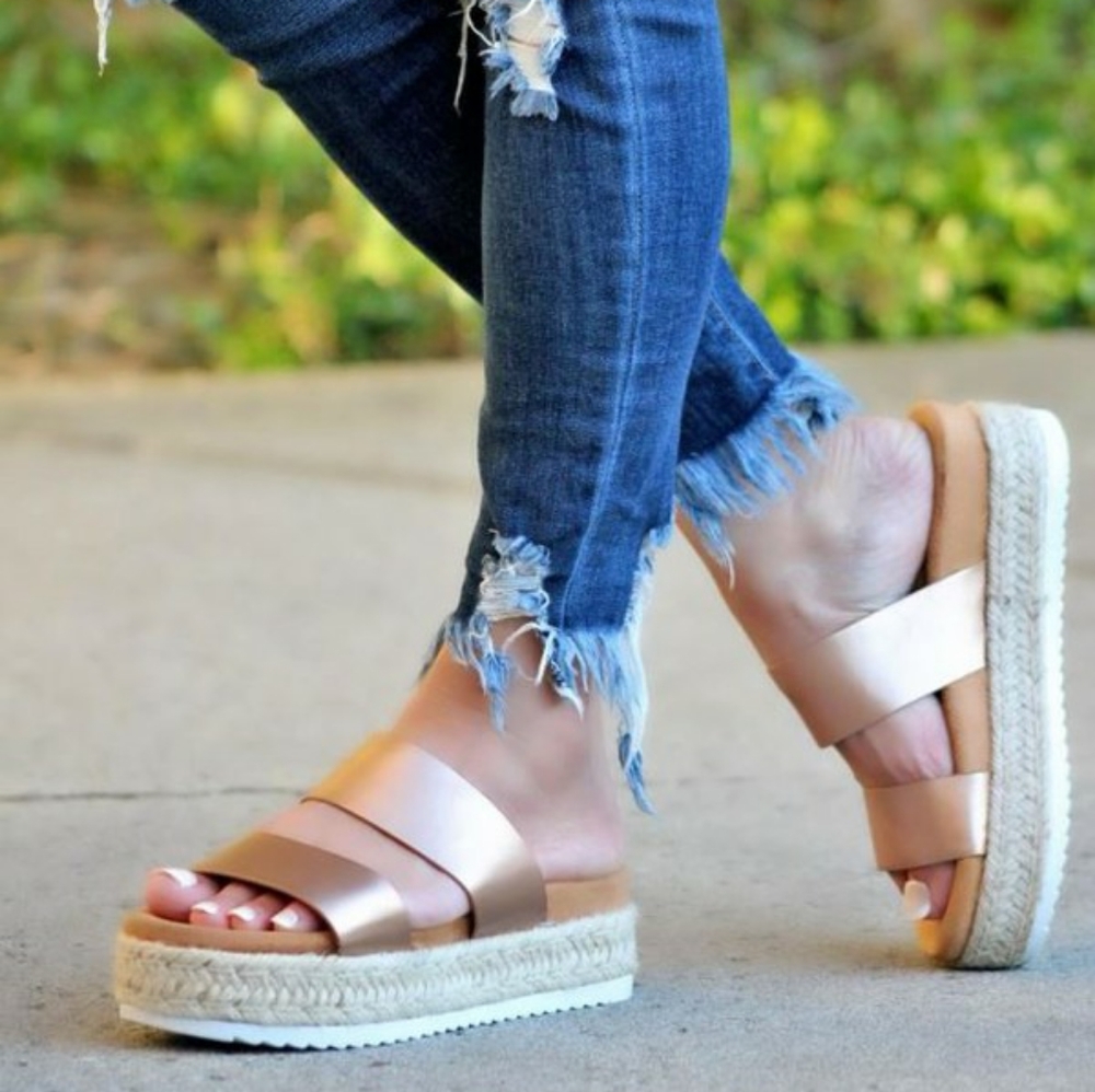 Rose Gold Espadrille Sandal - Picture 4 of 5